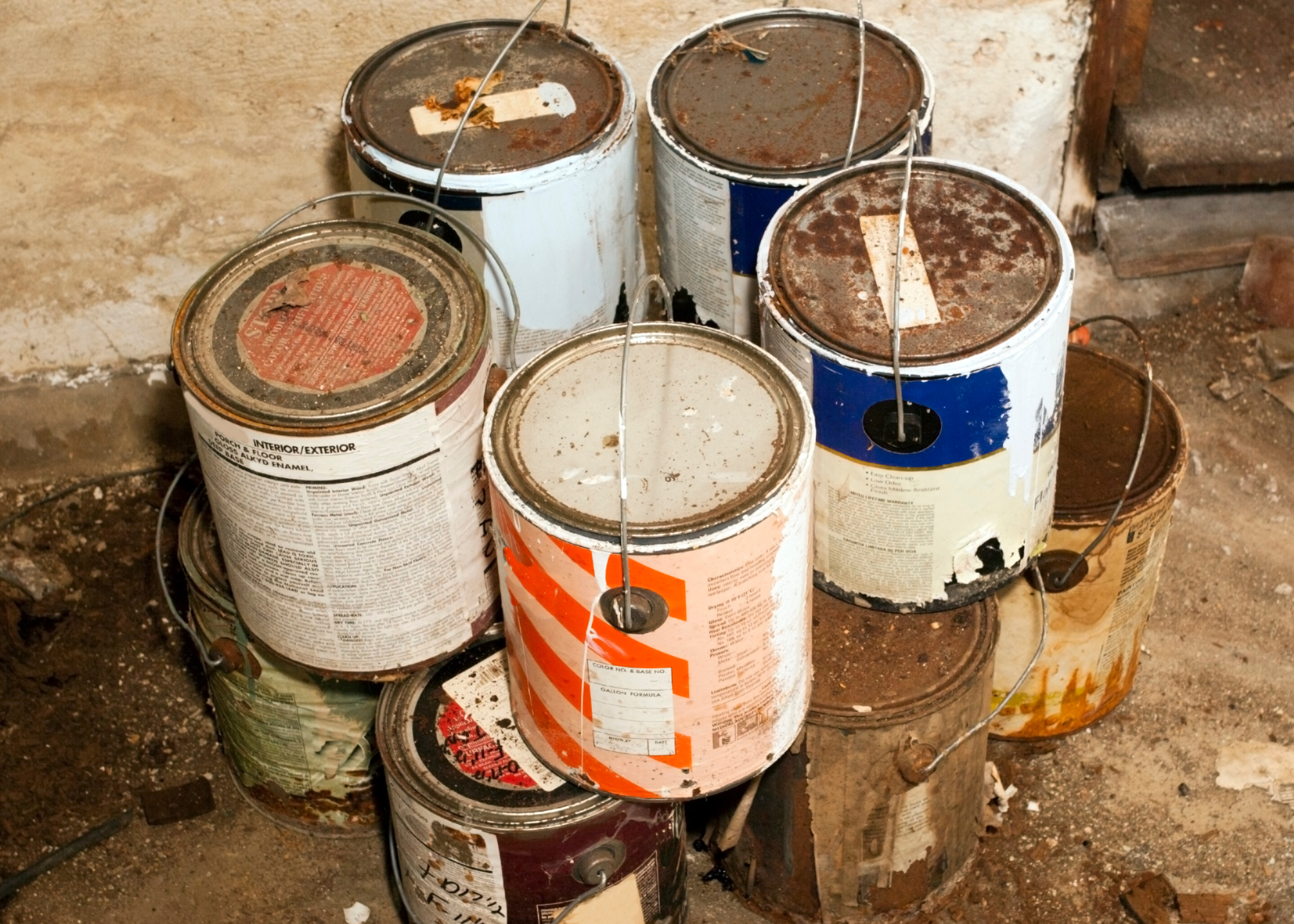 Empty Paint Cans. Paint Waste Management. Household Hazardous Waste - Paint  Disposal. Copy Space Stock Photo - Image of empty, recycle: 273916230