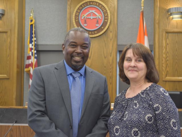 County Legislators Haileab Samuel and Cathy Gatta